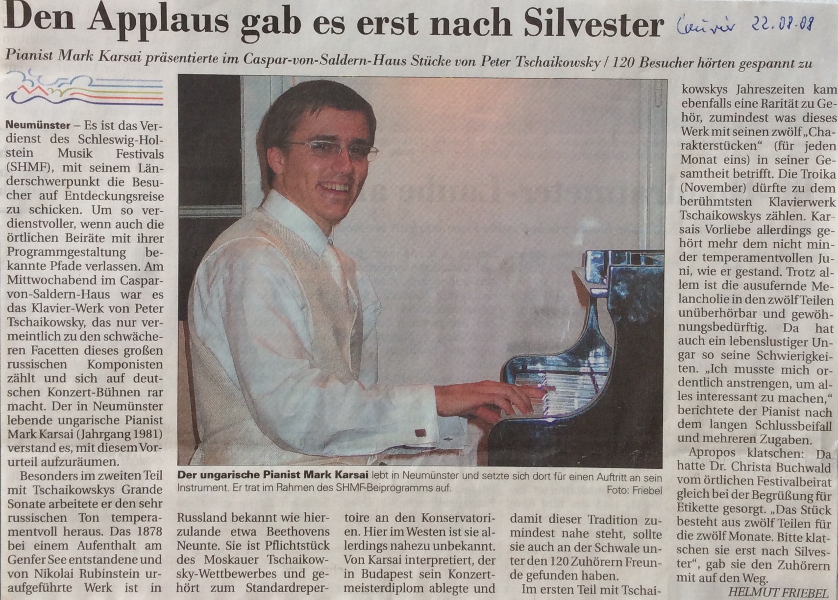 Zeitungsausschnitt Holsteinischer Courier 22.08.2008